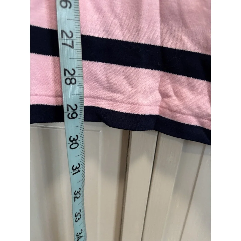 Polo Ralph Lauren Short Sleeve 3 Button Polo Shirt Size M Pink/Navy Stripe NWT